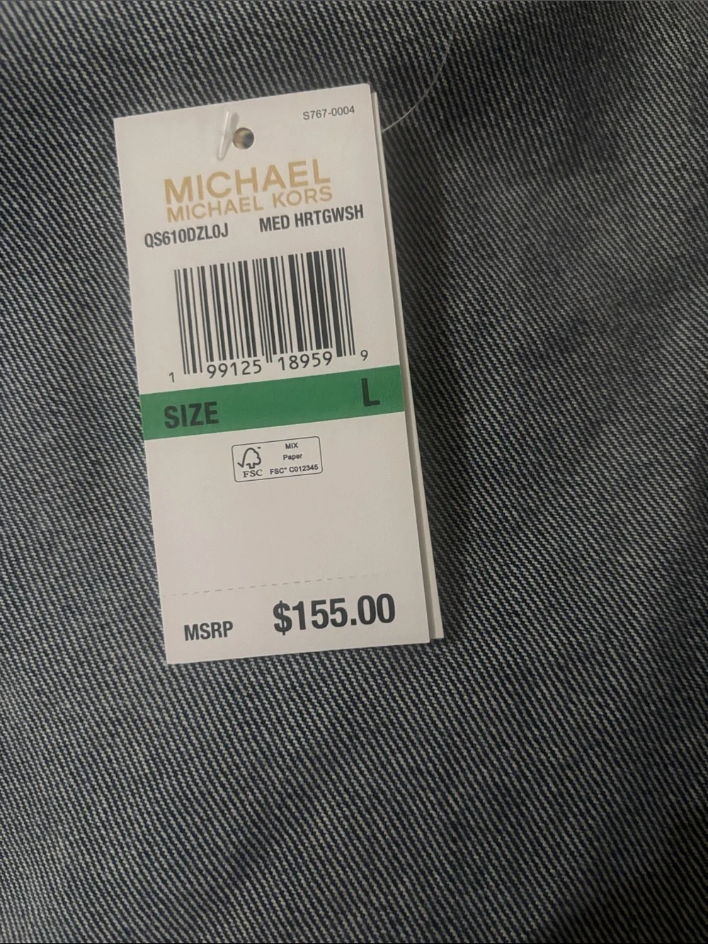 Michael Kors Navy Denim  Jacket with Gold Logo Patch